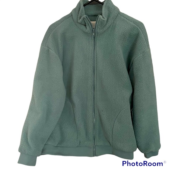 Urban Outfitters Fleece Sherpa Jacket Teal - Picture 3 of 6